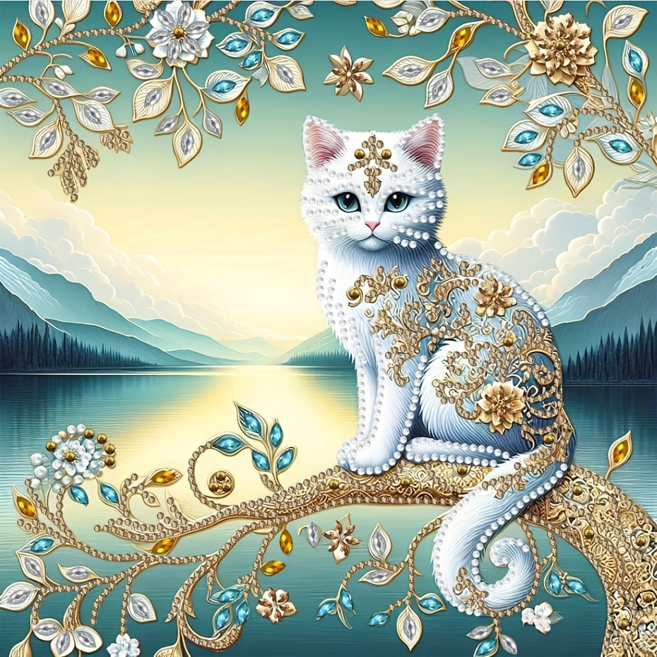 

Diy 5d Special Shaped Crystal Diamond Painting Kit, Animal Theme Cat Pattern Partial Diamond Mosaic Art Craft, Festive Gift For Stunning Home Wall Decor, Frameless Canvas (11.8x11.8inch)