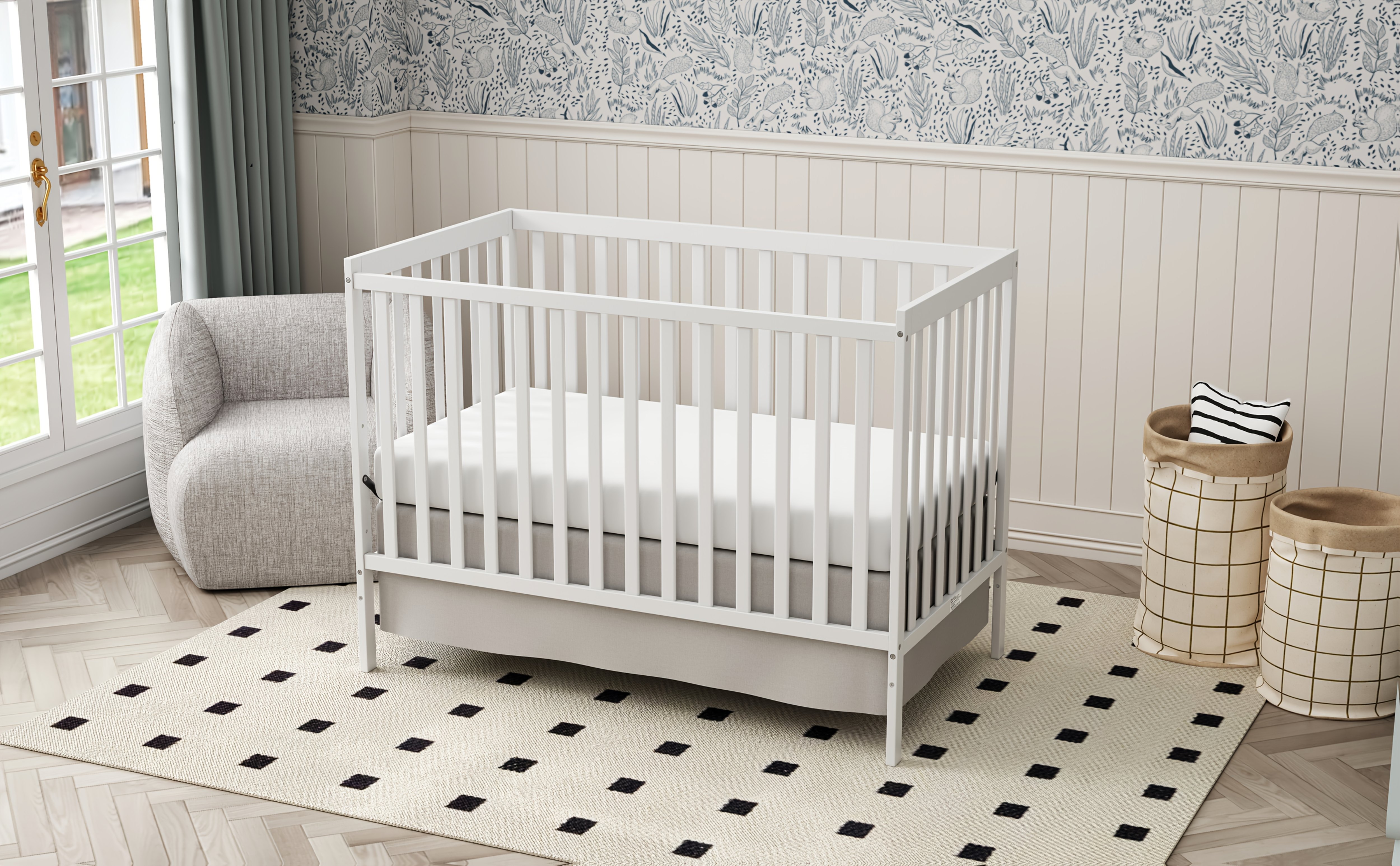 Goldzone 5-in-1 Convertible Baby Crib (Wooden Toddler & Daybed) 14 Adjustable Height and Conversion Options Detail