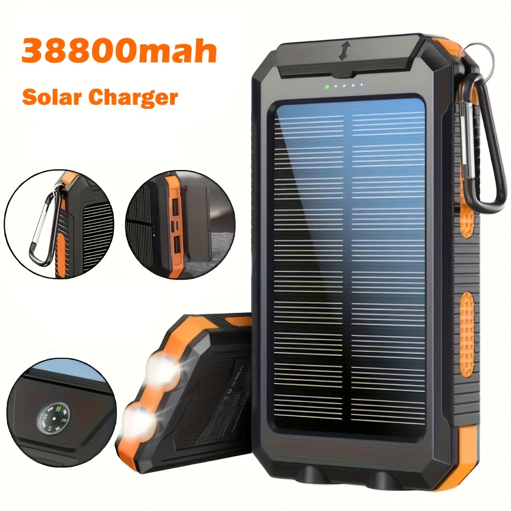 [Solar Power Bank 38800mAh]Outdoor USB-C Portable Charger with Flashlight &  Compass | High * Phone Charger for Camping Hiking Travel