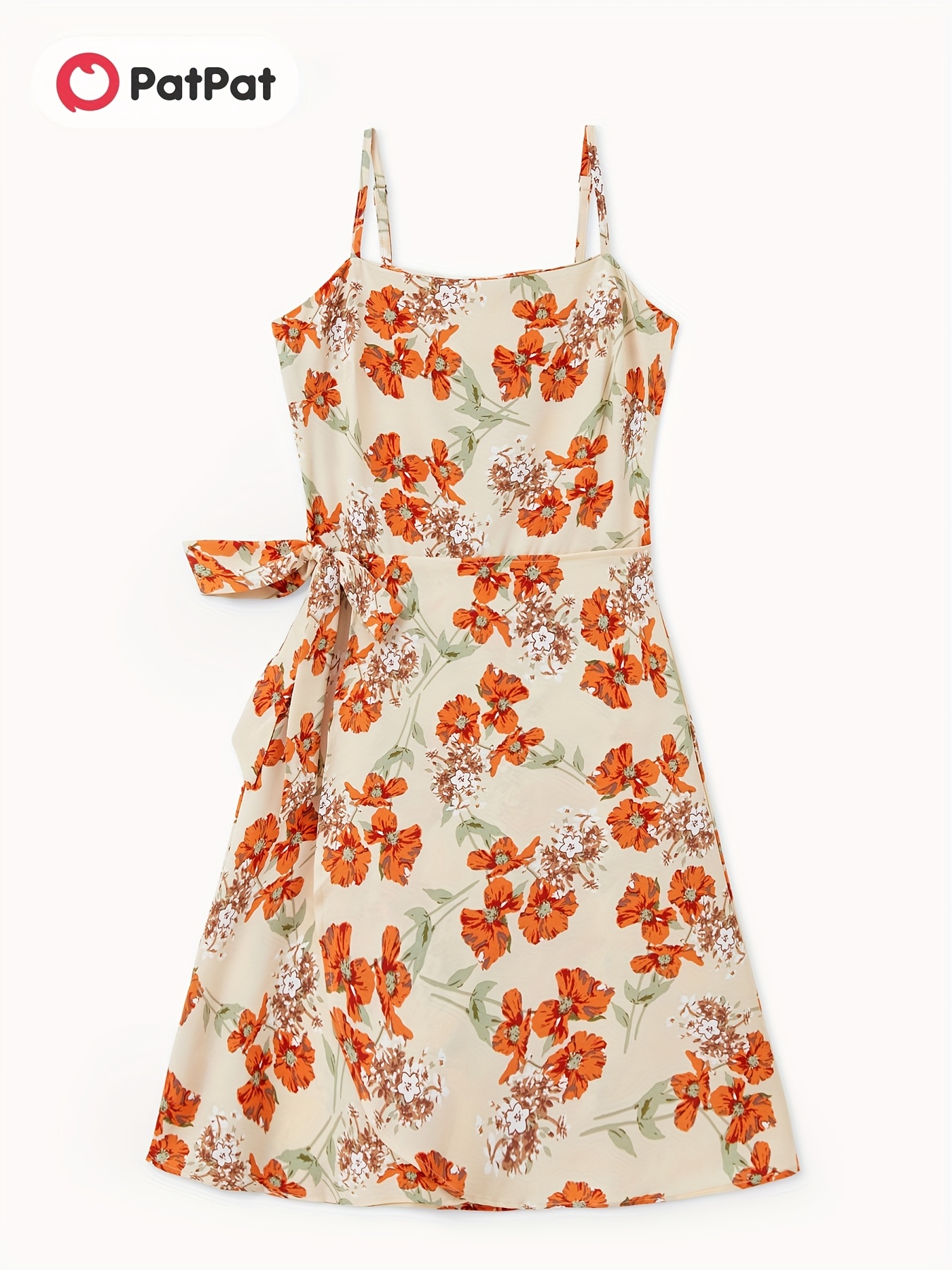 1pc family matching apricot floral tie waist shirred - Temu Portugal