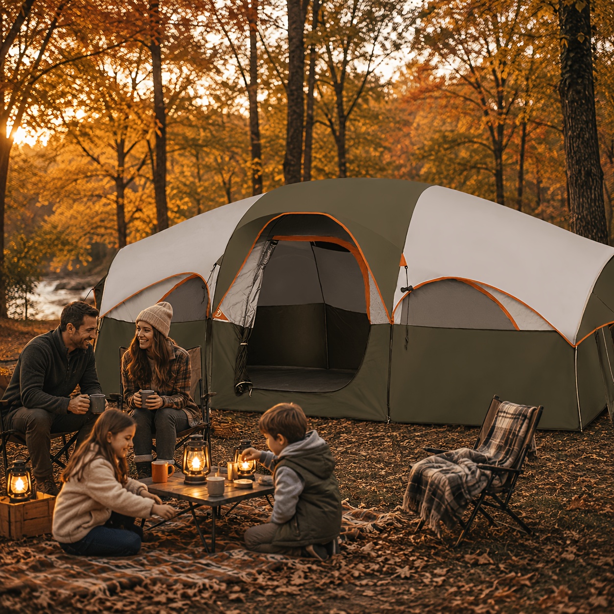 TEMU 8 Person Tent, Double Layer High Quality Windproof With Privacy Divider, Portable Easy Setup For Outdoor & Hiking
