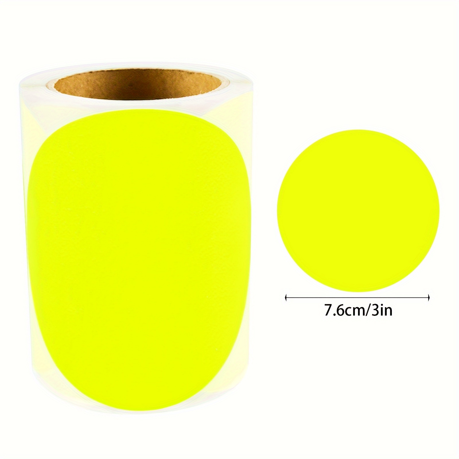 100 Sheets Per Roll Of Fluorescent Yellow Round Multifunctional Label Stickers, Self-adhesive Round Stickers For Organizing Documents, Highlighting , Coloring, And Classroom Or Office Organization