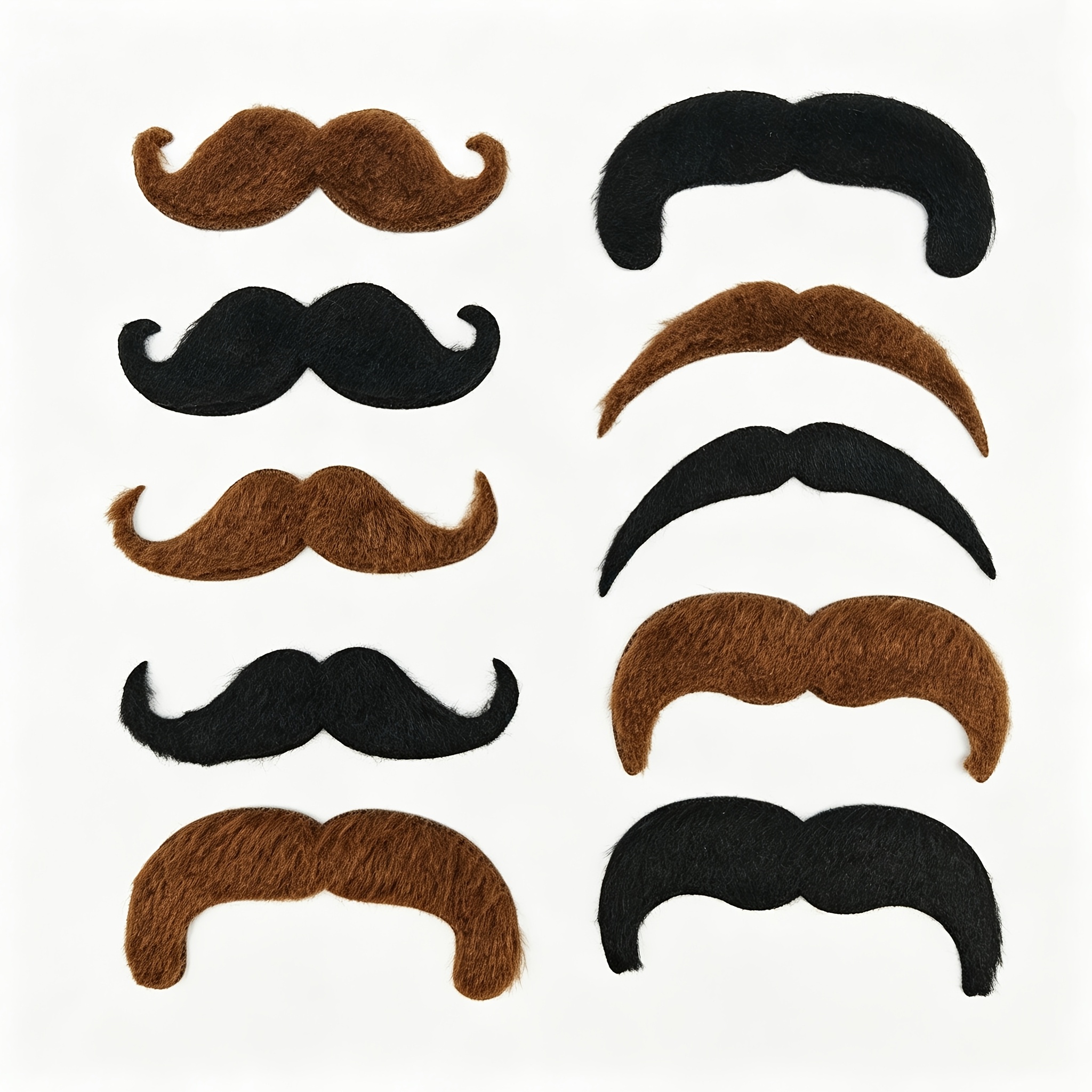 TEMU 10-pack Self-adhesive Faux Plush Moustaches, Multi-styles Dual-color Party Moustache Props, Halloween Cosplay, Christmas Holiday , Stage