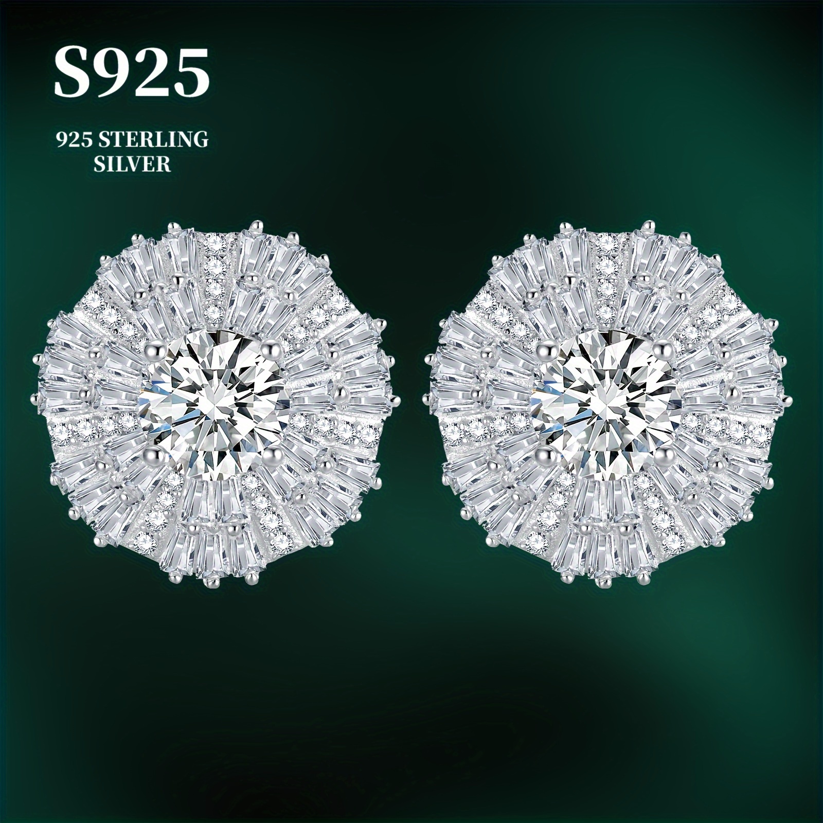 

S925 Silver 1 Carat * 2pcs Moissanite Earrings Luxury And Elegant, Fashionable And Simple, Suitable For Men And Women Suitable For All Valentine's Day, New Year's Gift