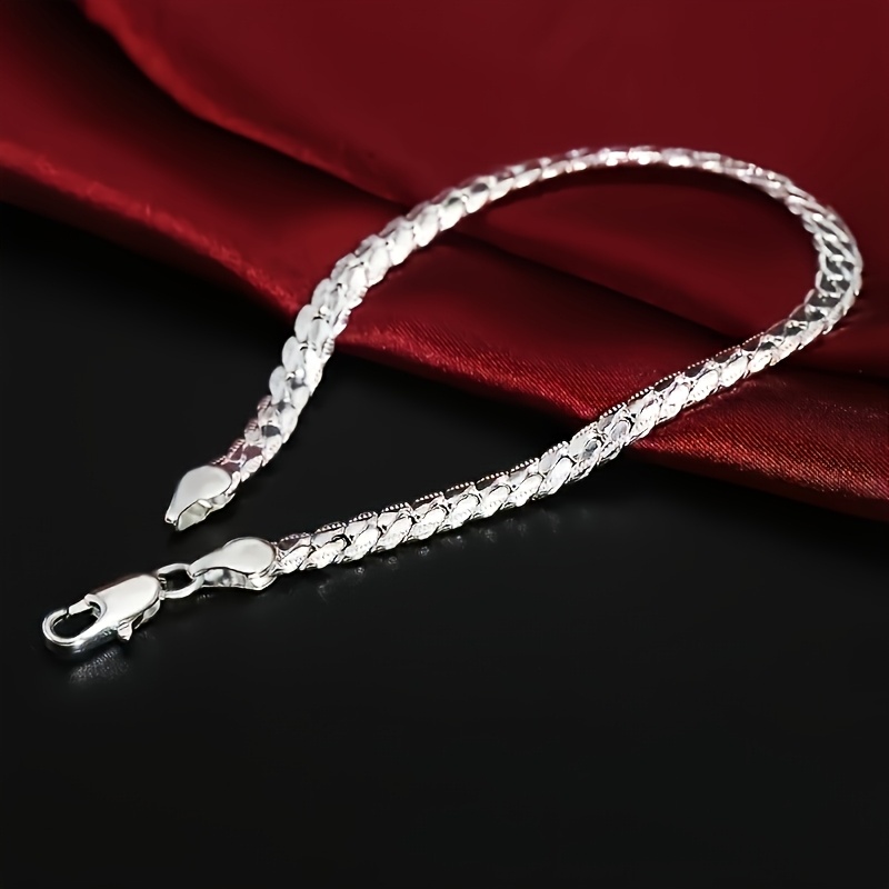 5pcs 925 Silver Plated Bracelets Set, Perfect Gift