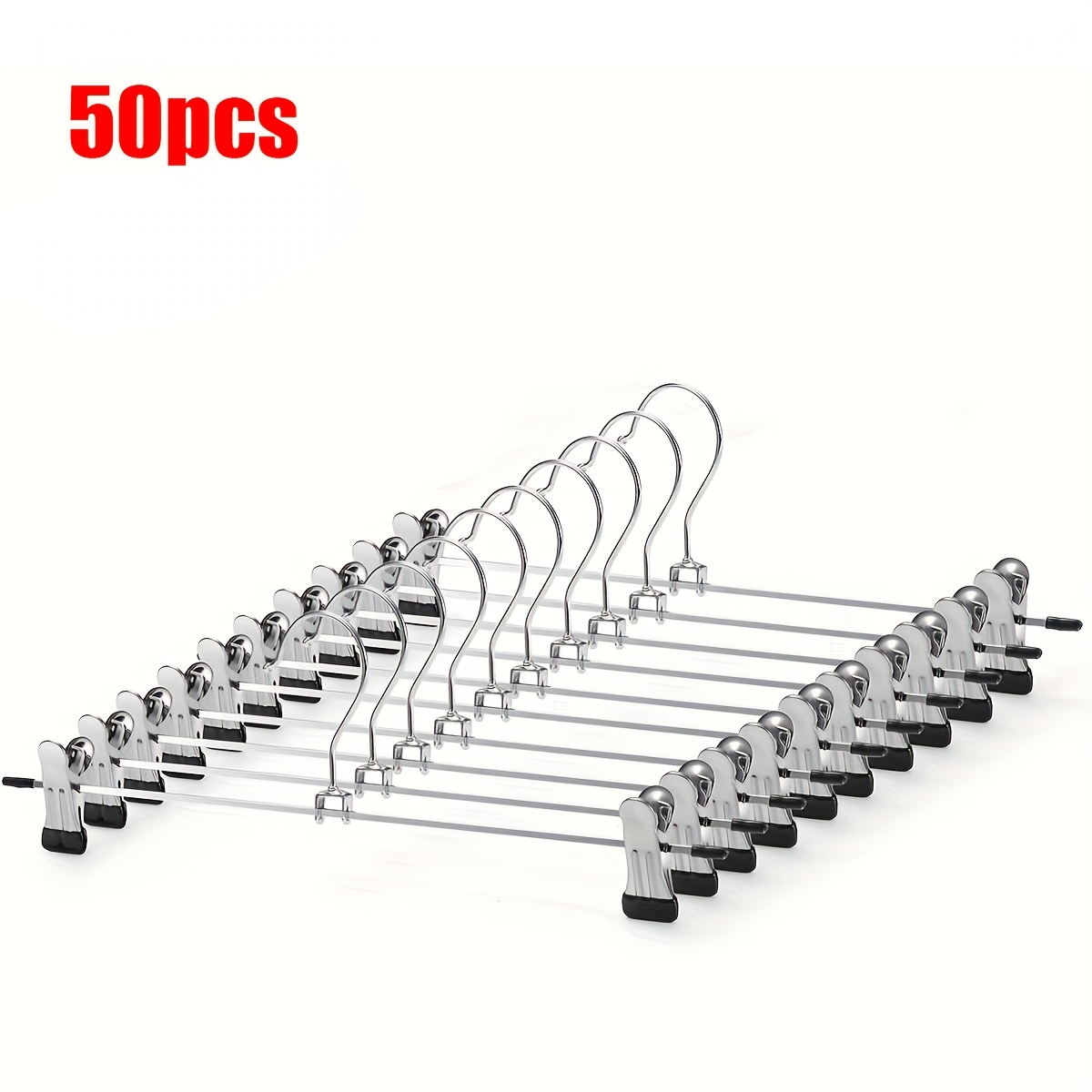 E-shop 50 Stück kurze Rock-/Hosenbügel mit Clips für Jeans, Metall-Hosenbügel, Weihnachts- und Weihnachtsgeschenke