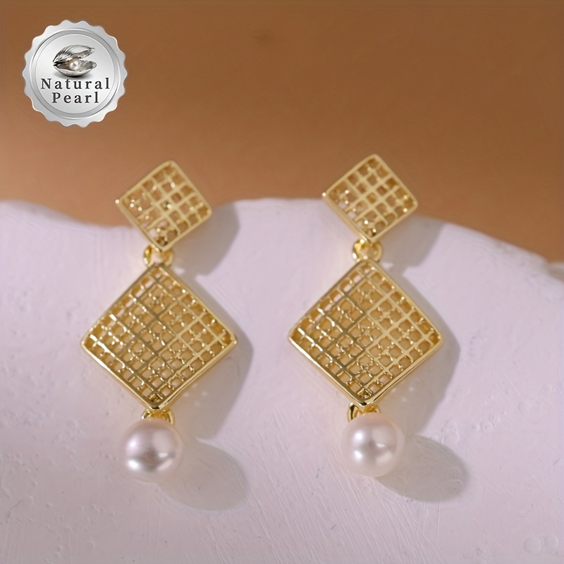 Women's Freshwater Pearls Oblong Drop Earrings Gift Set