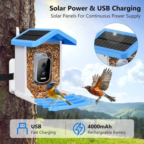 item picture smart camera bird feeder with 2 5k hd video recognition solar powered automatically videos and notifies when birds birdwatching a great gift for parents and a for bird enthusiasts