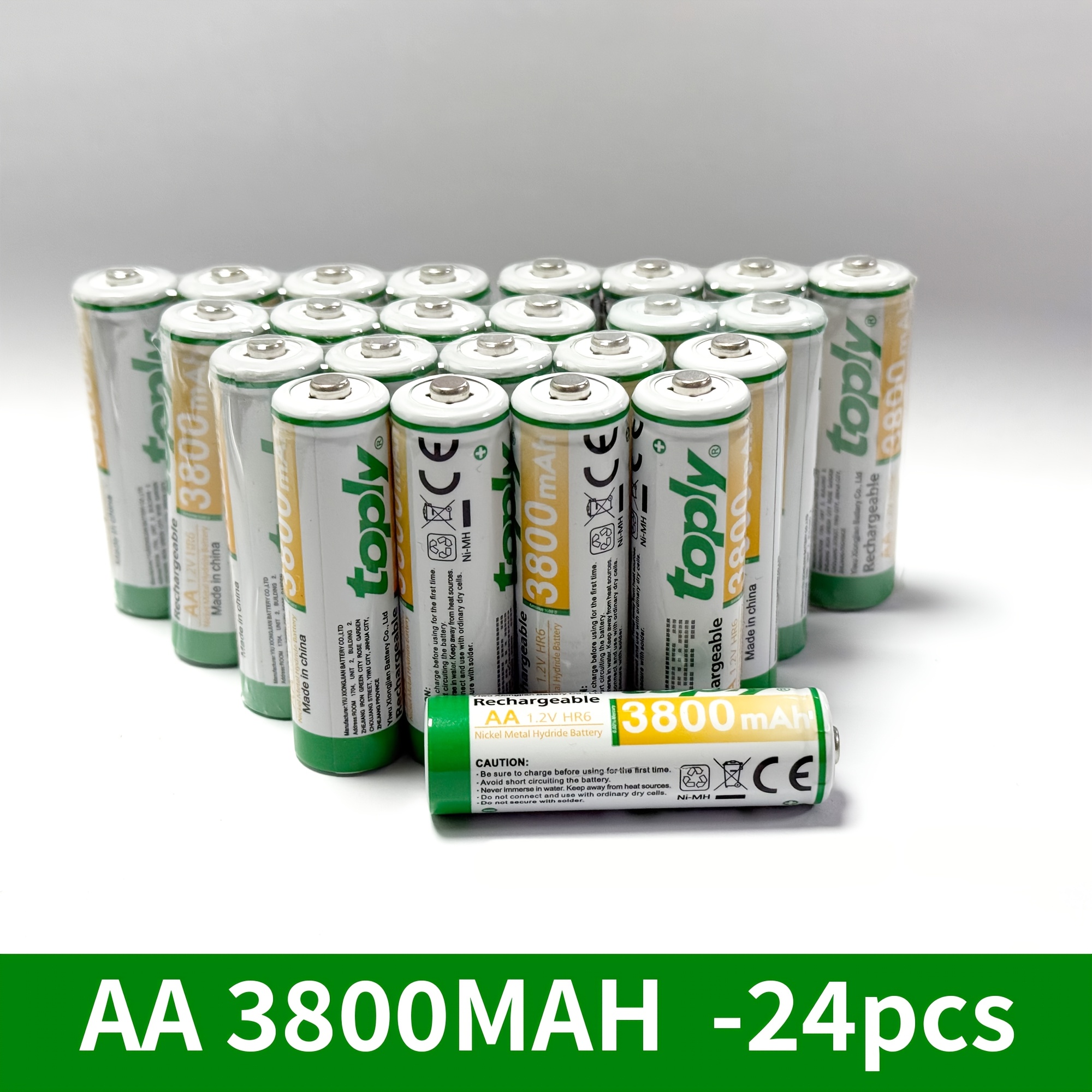 6/10/24 Pack (bulk ) Toply Aa Rechargeable Batteries High-capacity 3800mah Nimh, Pre-charged 1.2v Low Self- Compatible For Cameras, Remotes,, Smart Devices, Tablets, Smartphones, Gaming Consoles
