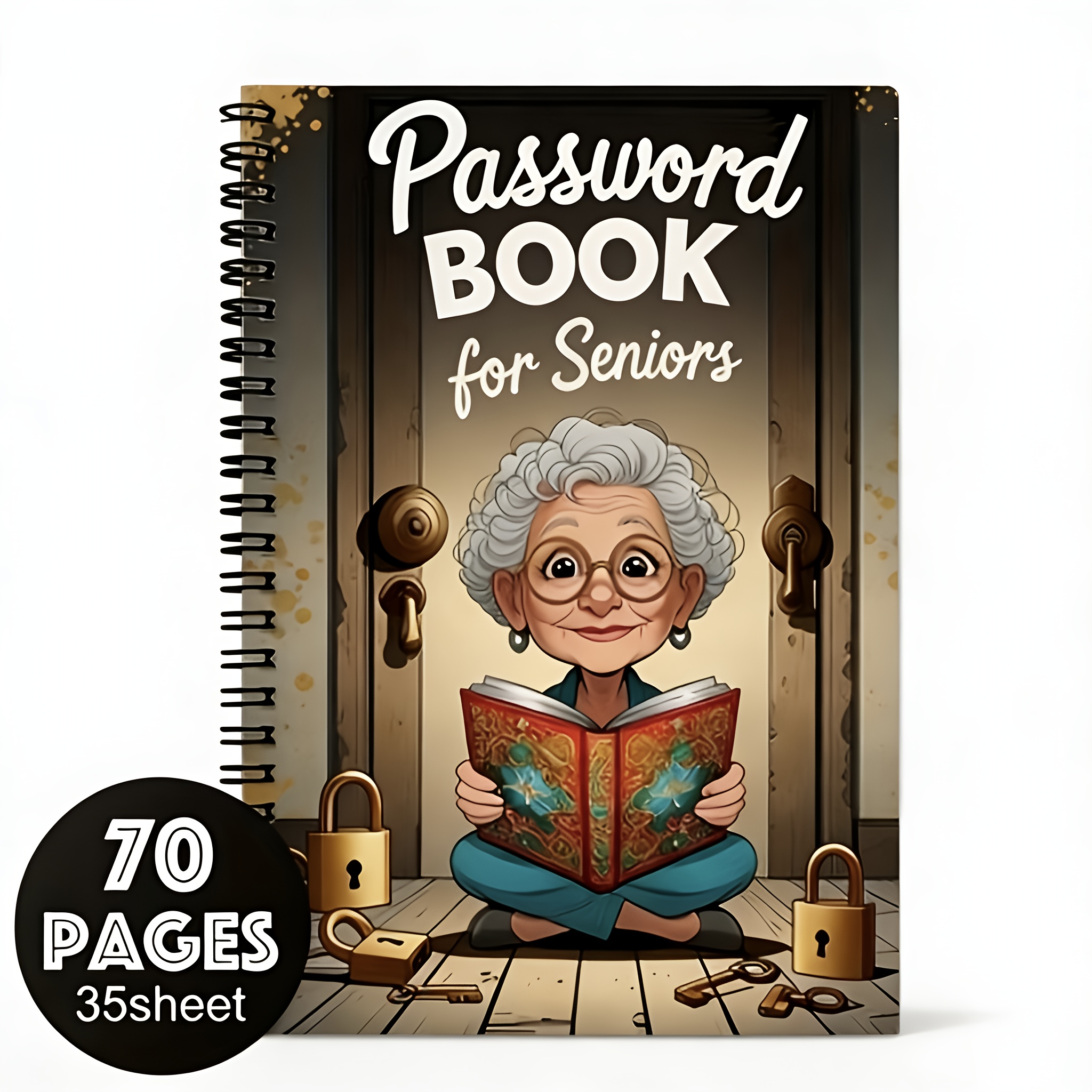 TEMU 1pc Carnet à Spirale avec Mécanisme de Verrouillage Compatible pour Internet/Ordinateur - Journal de Sécurité de 70 Pages avec Couverture à ,