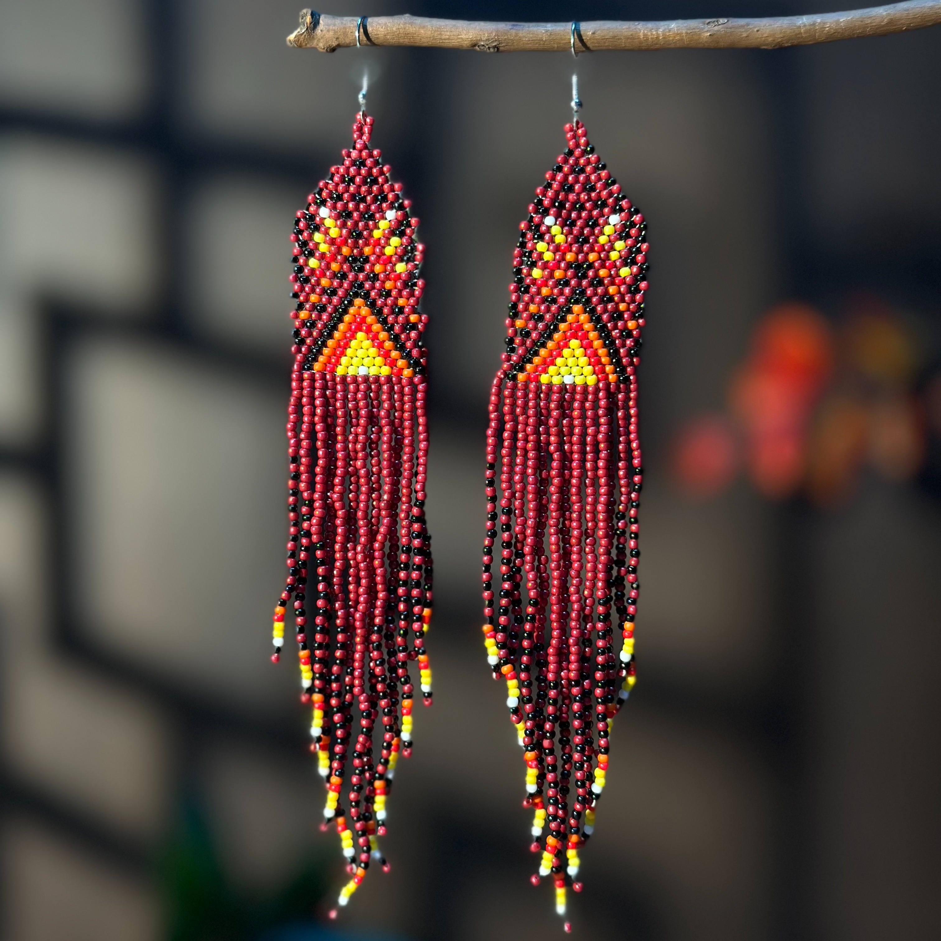 Bohemian-Style Long Tassel Earrings with Glass Beads