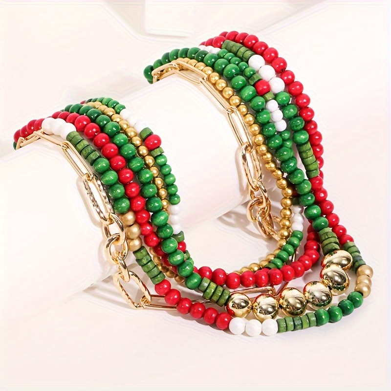 TEMU 1pc Christmas Bead Necklace Suitable For Women' Wear And Christmas, Gift