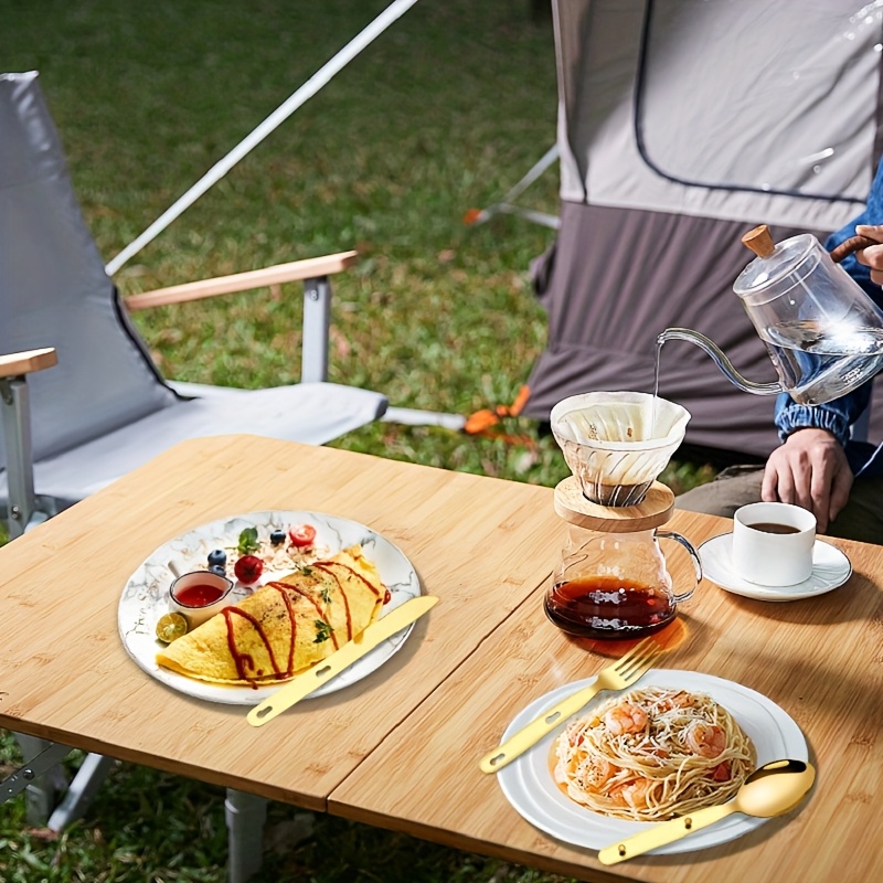 customize your text name 3pcs set bag silvery black golden colored stainless steel tableware knife   set outdoor portable western food knife fork picnic knife knife   that   fastened   can open bottles Product details 7