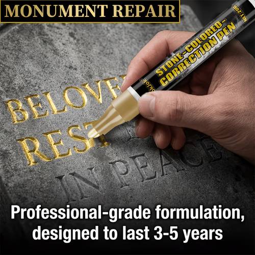 golden tomb marker pen on gravestones against rain and wind dries with a precision tip ideal for restoring colors on tombs specifically for cemetery and restoration