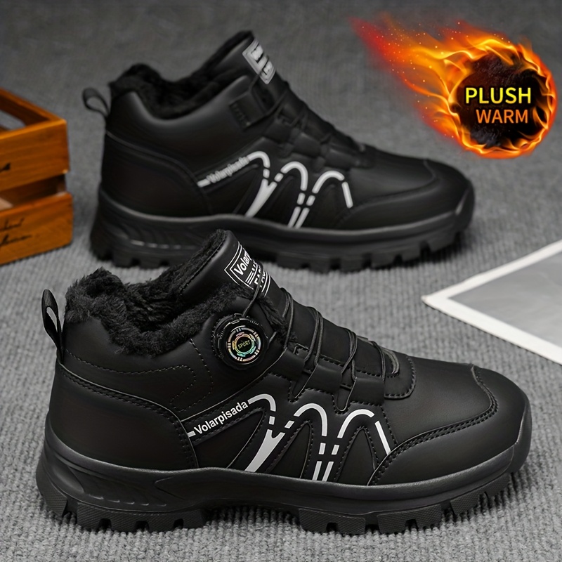 Image of Men's High- Boots | Slip-resistant, Anti-slip Rubber Sole, Cushioned Eva Insole, Upper, Warm Lining For Outdoor Walking, Cold Weather, Stylish Casual Footwear In Mustard