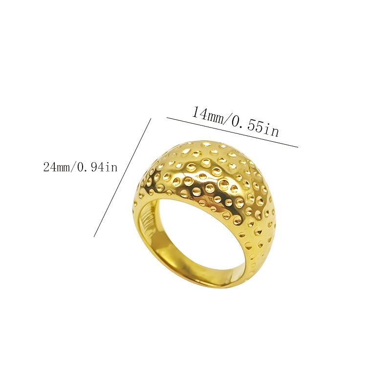 Women's Embossed Polka Dot Spherical Wide Band Ring