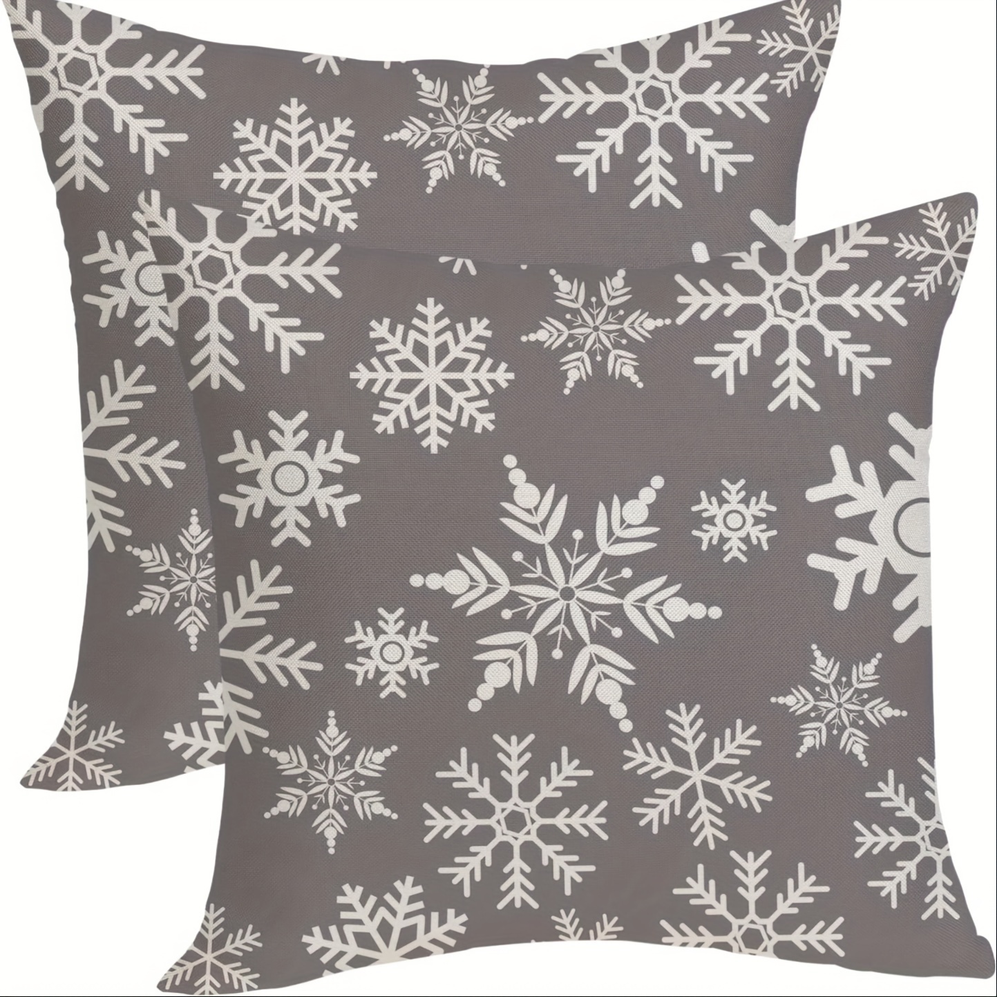 

2pcs Winter Snowflake Christmas Pillow Covers - Gray, Farmhouse Style Throw Pillowcases For Sofa & Couch Decor, Machine Washable , Zip Closure (16x16/18x18/20x20 Inches), Christmas Decor