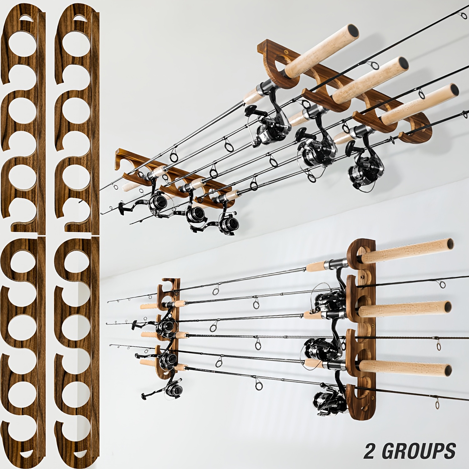     to 6 rods fishing pole   wall or ceiling mounted fishing pole rod holders for garage storage organizer fishing gear equipment new year gifts for men women