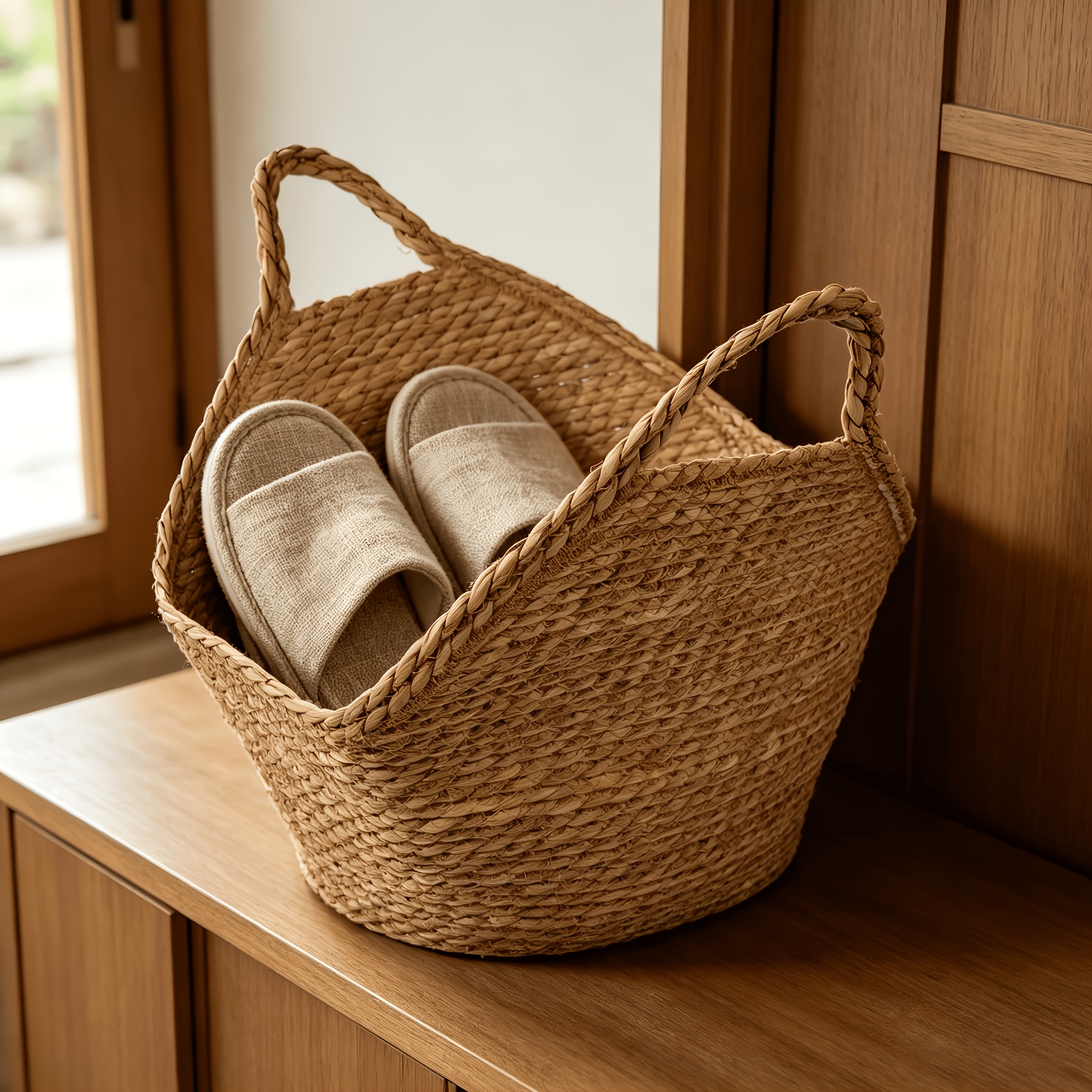 Weaving Storage Basket, Versatile Organizer for Laundry and Household Essentials, Household Miscellaneous Basket, Shelf Basket, Storage Basket, Suitable for 10 Scenarios Such as Living Room, Bedroom, Etc, Shelf Baskets