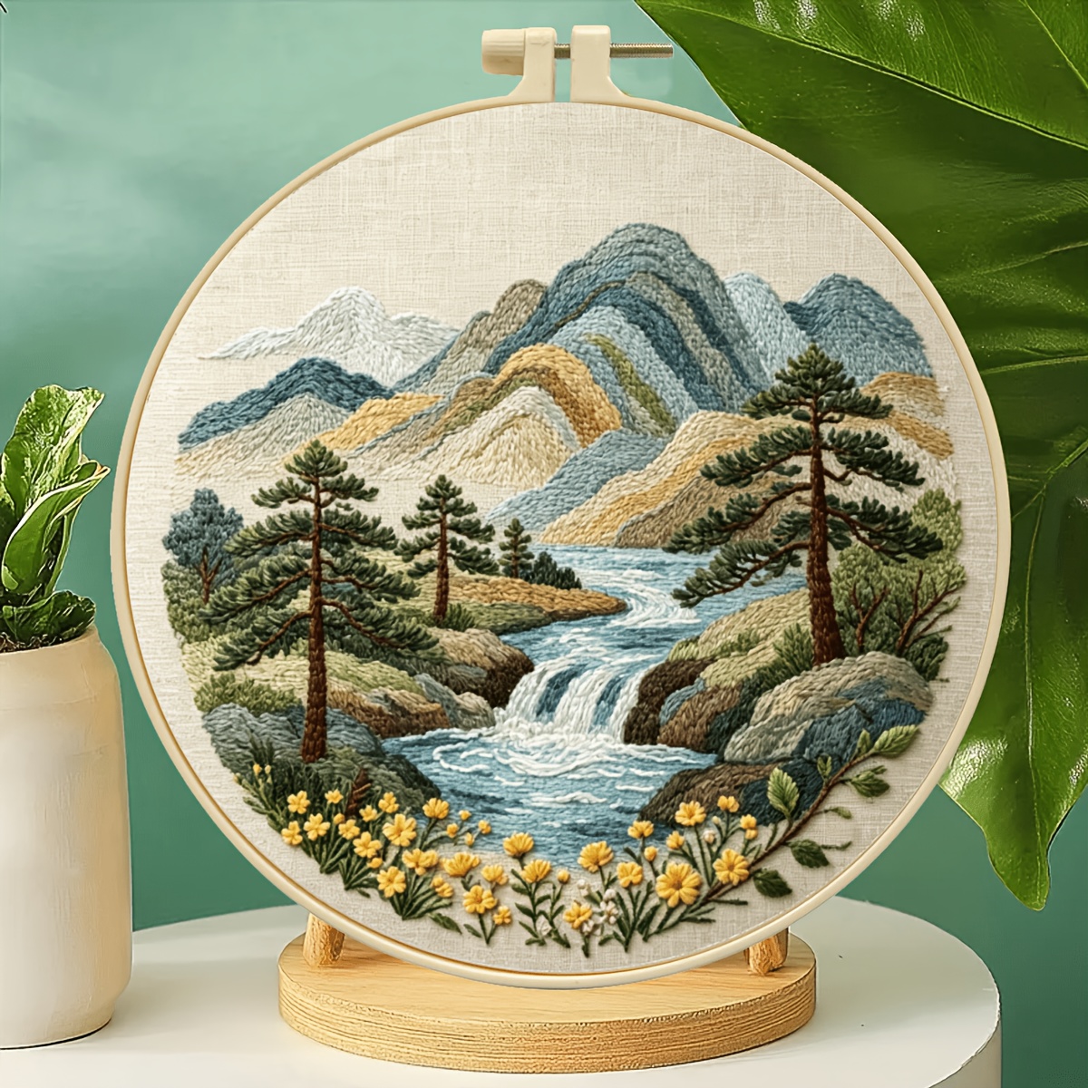 Embroidery Kit, Rainbow Mountain Handcraft Material Pack