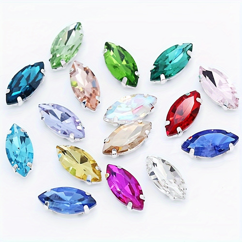 TEMU 40pcs Colorful Oval Rhinestone Shaped Drill , Shoes, Hats, Bags Decoration Accessories, Decorative Embellishments | Multicolored Rhinestones |