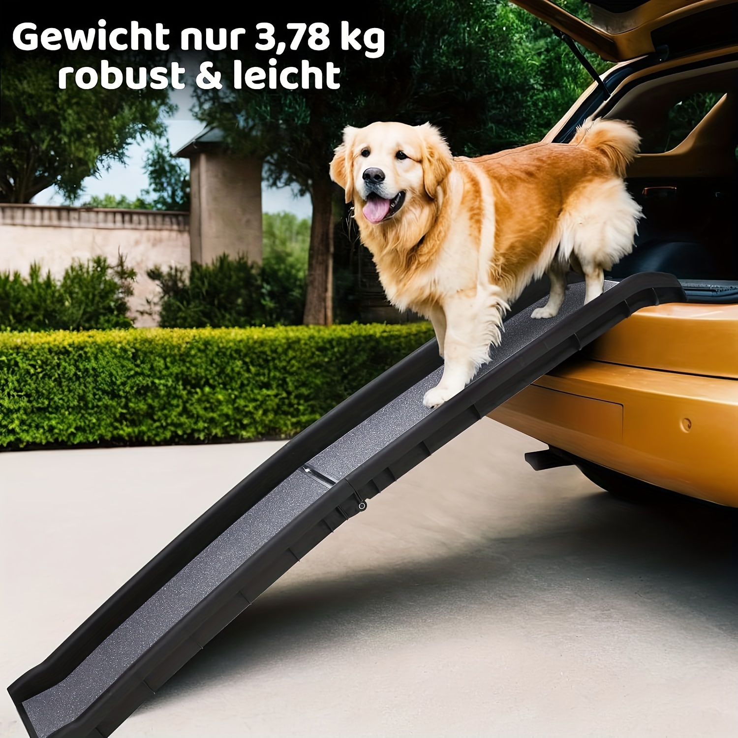 TEMU Béquille pliante pour chien, 156 x 40 cm, rampe antidérapante pour véhicules SUV et coffres de voiture ; légère mais robuste, jusqu'à 90 kg ;