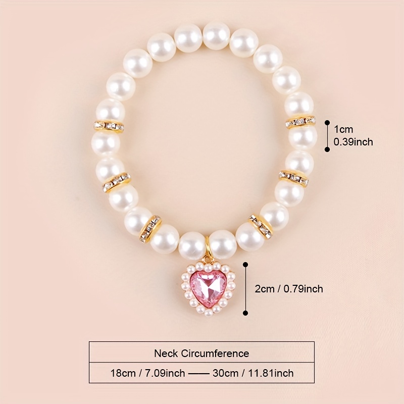 pet pearl necklace abs pearl pet collar heart shaped pendant necklace for cats and dogs fashionable pet additions Product details 1