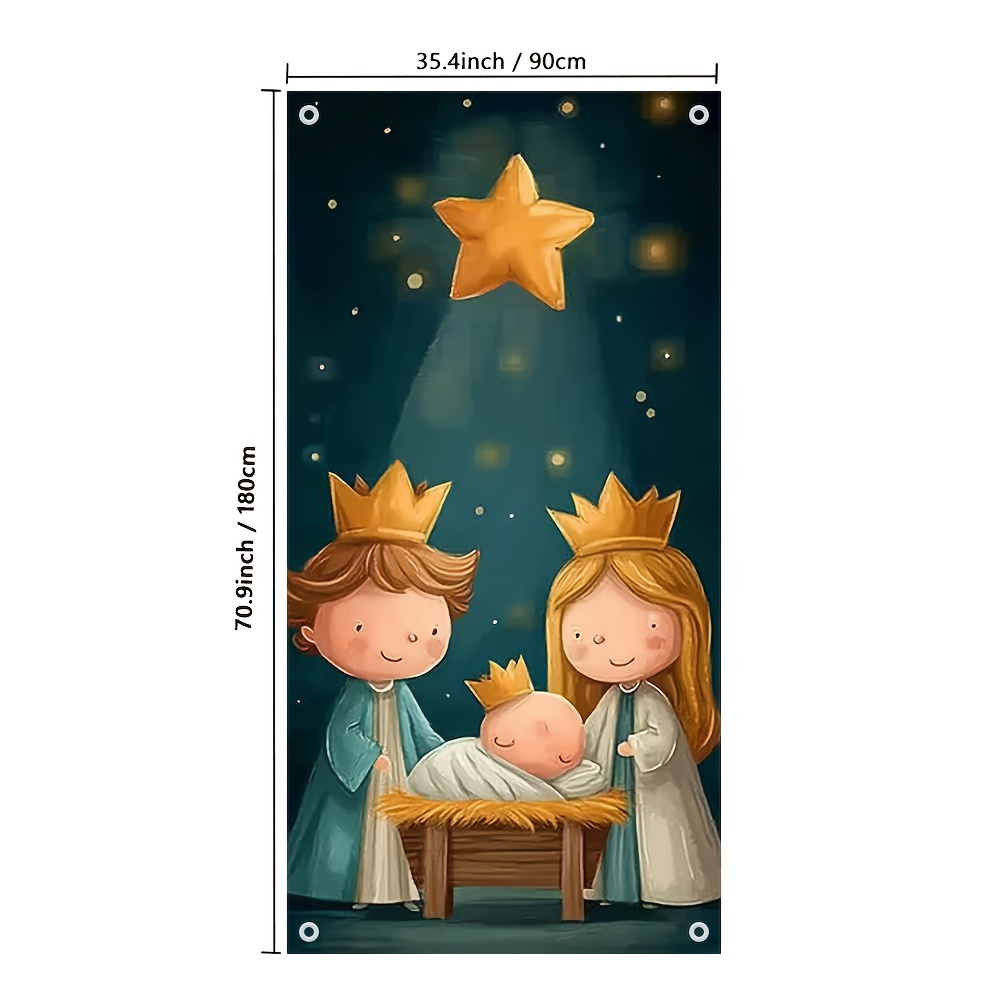 TEMU Striscione Porta 2D Piatto, 1pz Striscione Porta della - Copertura Porta Natale Durevole con Figurine, /Nomi Personalizzabili - Appendere Senza