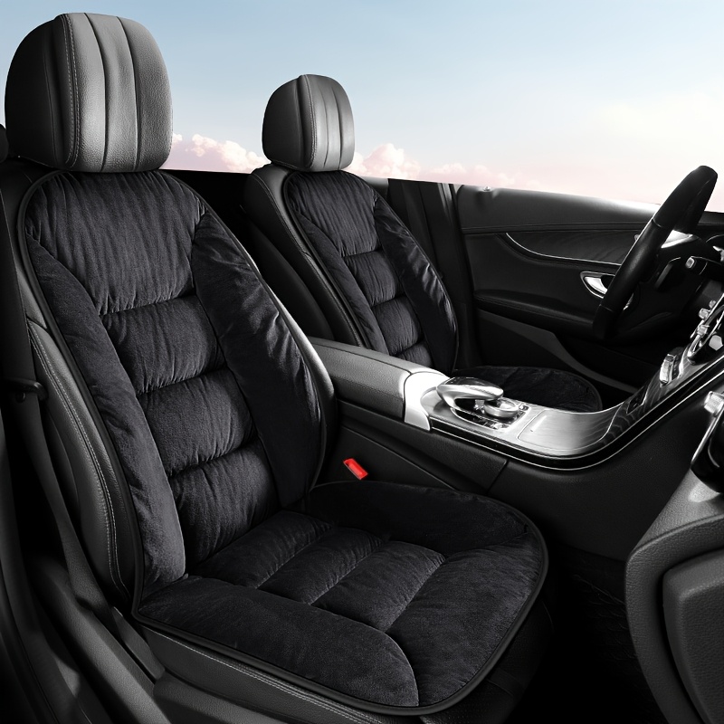Image of 1pc New Car Front Cushion Winter Short Plush Front Single Seat Thickened Winter Car Universal With Backrest Car Cushion Universal Seat Cover Car Interior Accessories