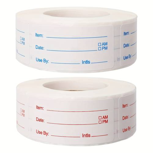 1 roll 1000pcs removable labels 1 x 2 inches 2 5 x 5 0 to write for food date stickers refrigerator food labels