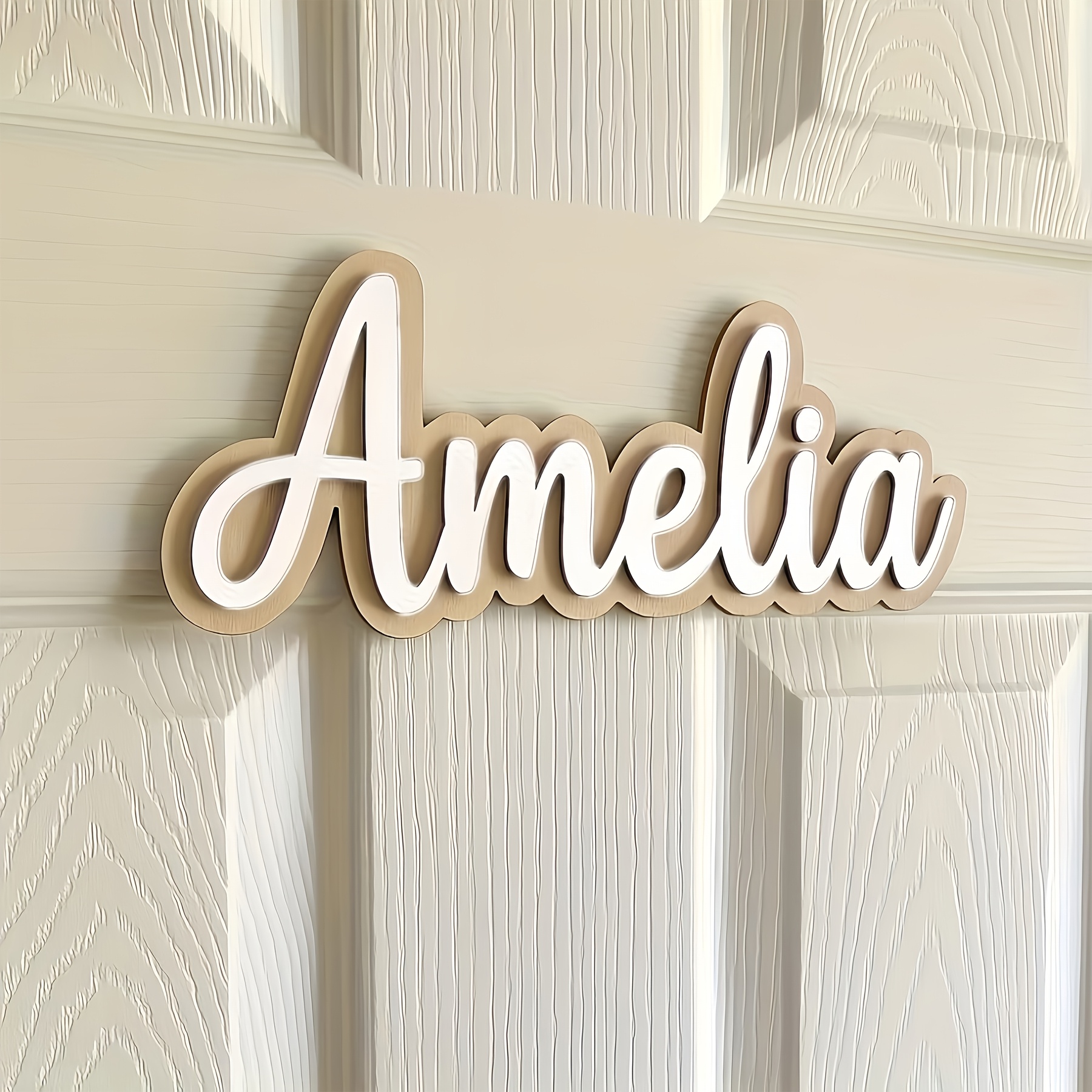 Custom Wooden Double-layer Name Door Sign Personalized Name Decorative Wooden Board Bedroom Door Room Wall Hanging Gift Exquisite Gift Suitable For First Birthday And Festive Occasions