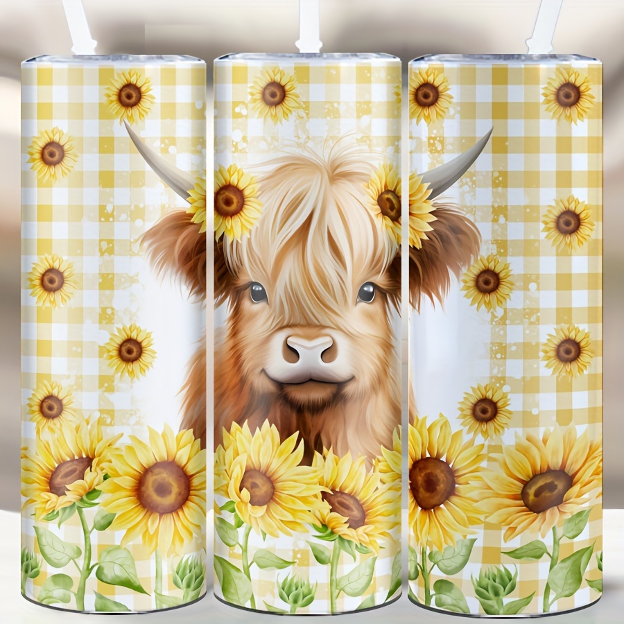 

Highland Cow & Sunflower Print 20 Oz Tumbler, Cute Animal Stainless Steel Water Bottle With Lid And Straw, Insulated Drinkware For Home, Parties, Birthday Gift, Back To School - 1 Pack