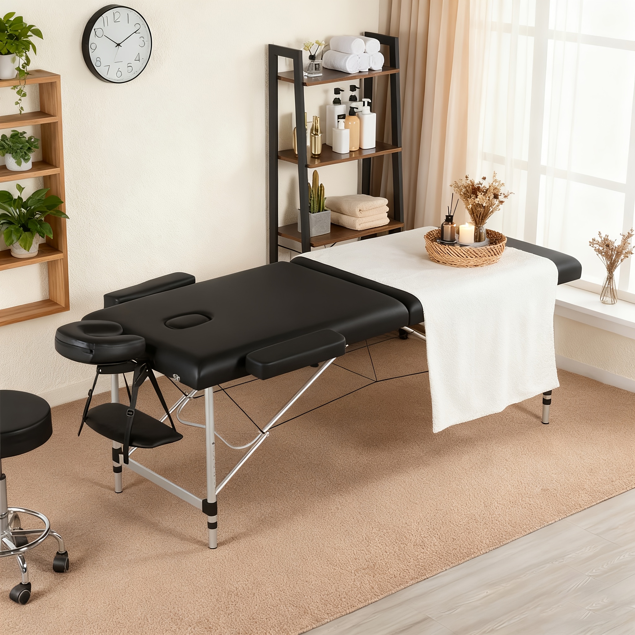 Foldable Massage Table, Height Adjustable Massage Table, Portable, Suitable For Spas And Beauty Salons, Black, , Purple, Fuchsia.