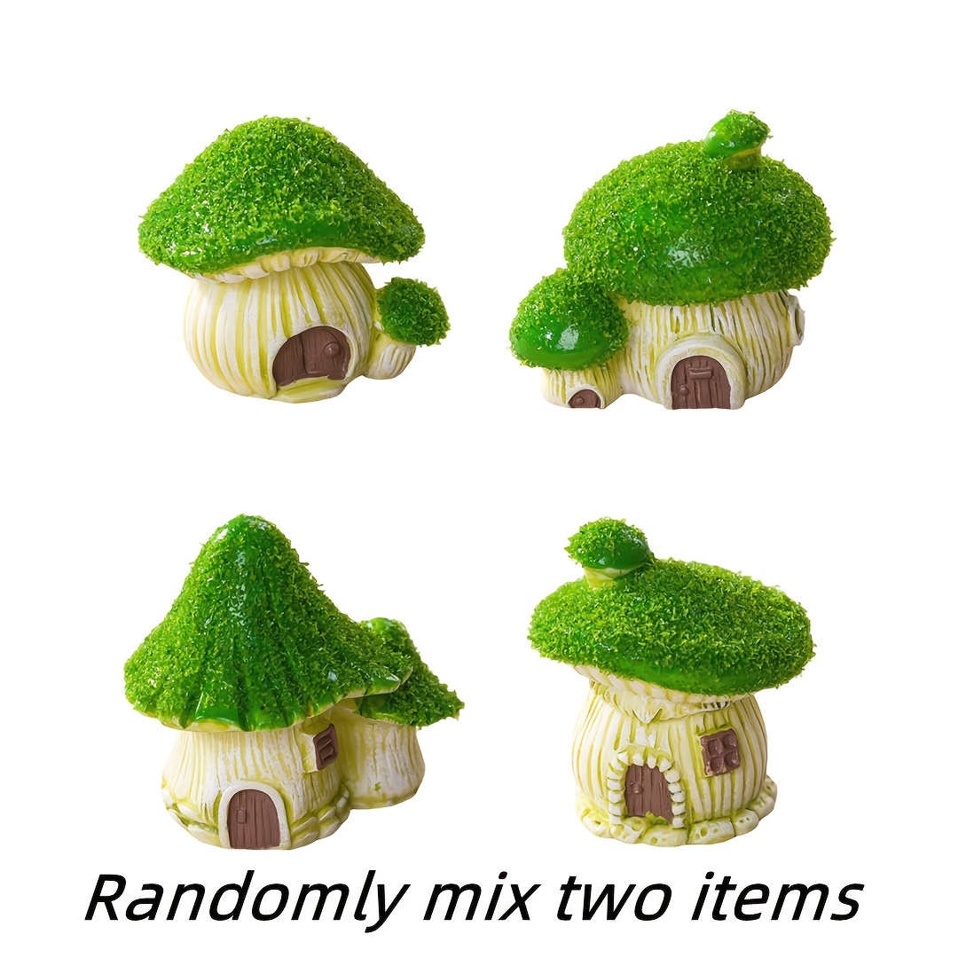 Image of Whimsical Diy Fairy Mushroom Cottage Decor Set - Forest Miniature, Resin Mini House For Terrarium, Desk Decor, Zen Garden, Creative Gift (2pcs Random Assortment)