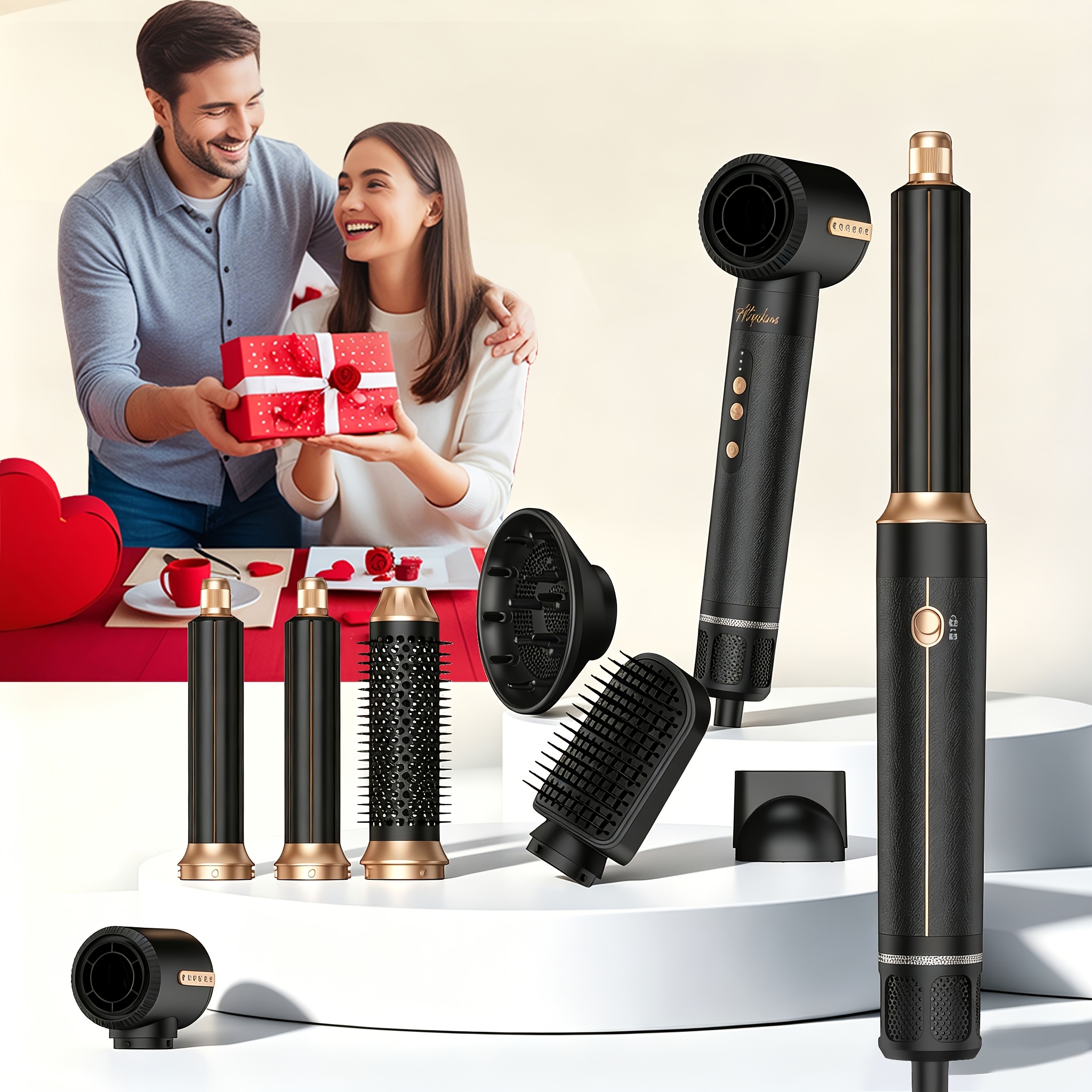 Air Styler Pro 7-in-1 Hot Air Brush, 110, 000 Rpm Hair Dryer Brush For Fast Drying, Straightening & Curling, Volumizing Styling Set With 7 Attachments For & Perfect For Use In The Bathroom
