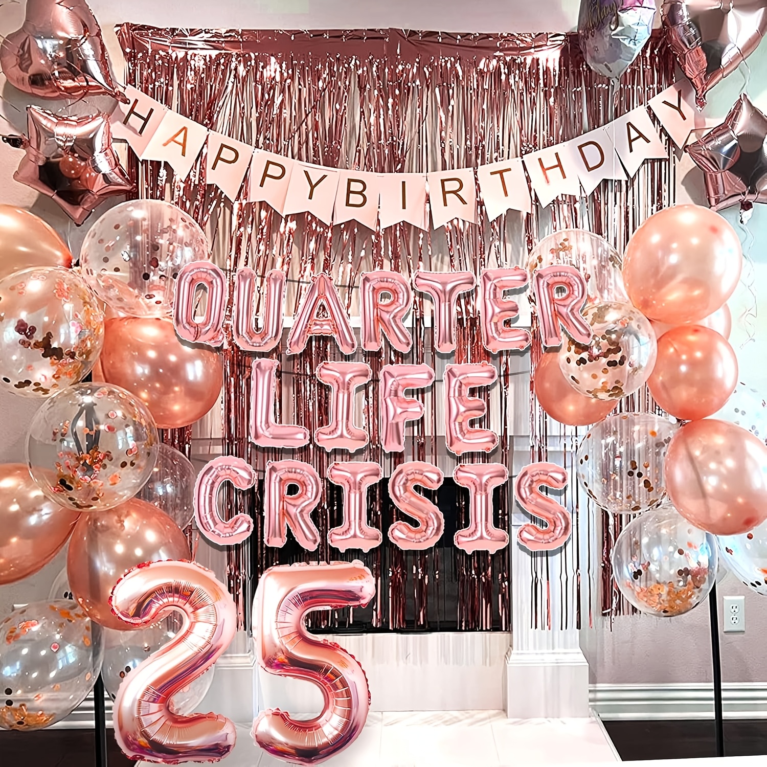 decorations for a 25th birthday celebration themed around a   including  
