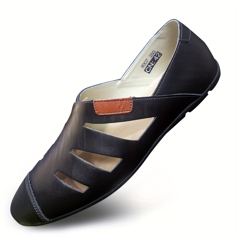 [Men's Breathable Sandals] Men's Breathable Sandals with Adjustable Buckle Straps - Slip-Resistant Rubber Sole, Lightweight Beach & Casual Dress Shoes for Summer, Black, Formal Footwear, Sleek Shoe Design, Comfortable Insole