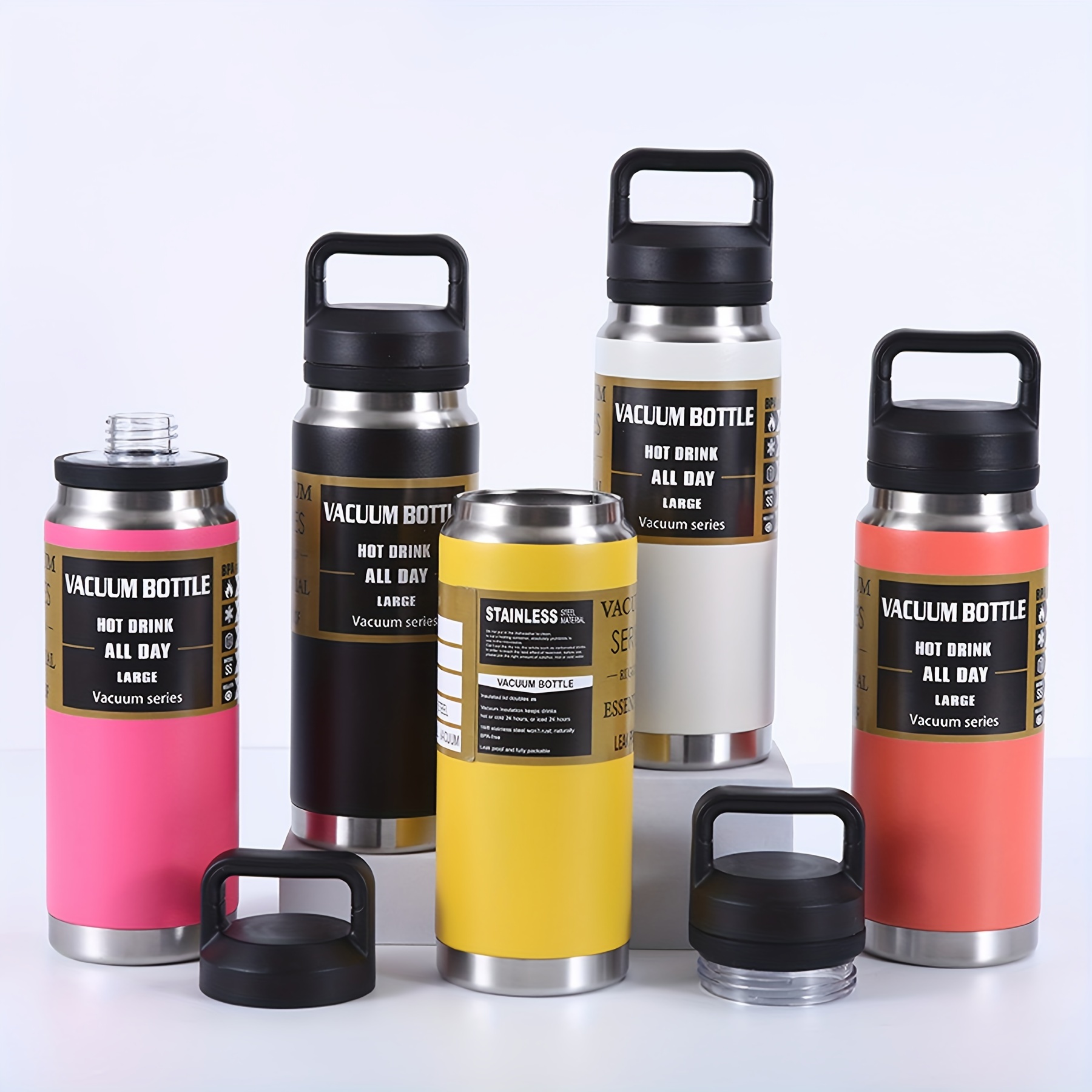 실외 스포츠용 물병 1개, 600ml/800ml/1100ml, 20oz/27oz/37oz 스테인레스 스틸 물컵, 손잡이가 달린 제품, 실외 스포츠, 피트니스, 여행, 활동에 적합