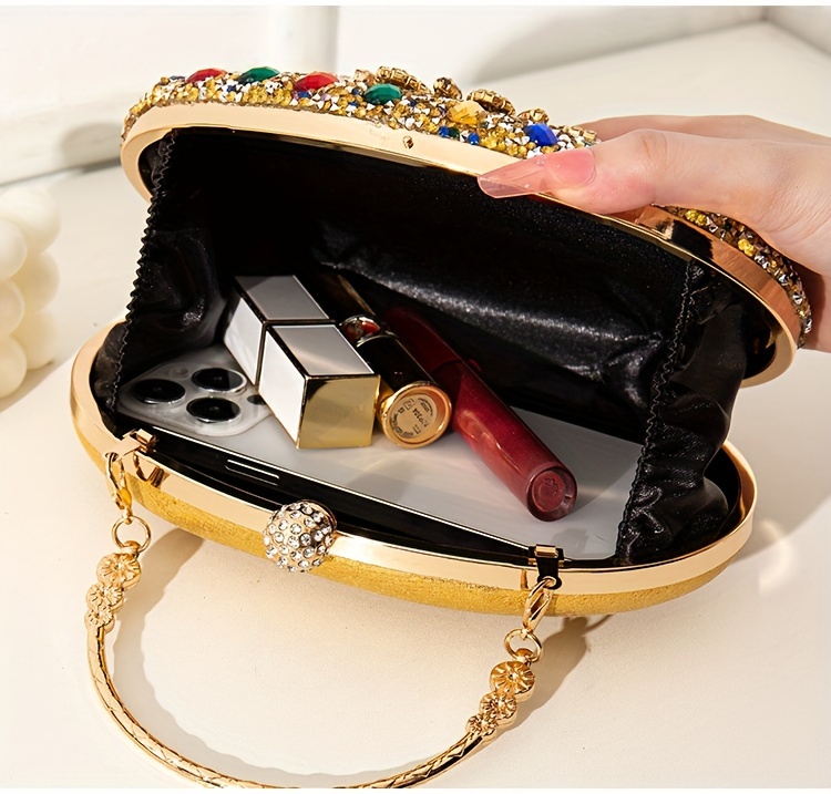 elegant vintage inspired evening clutch with sunflower design detachable strap parties banquets in black silvery gray golden details 4