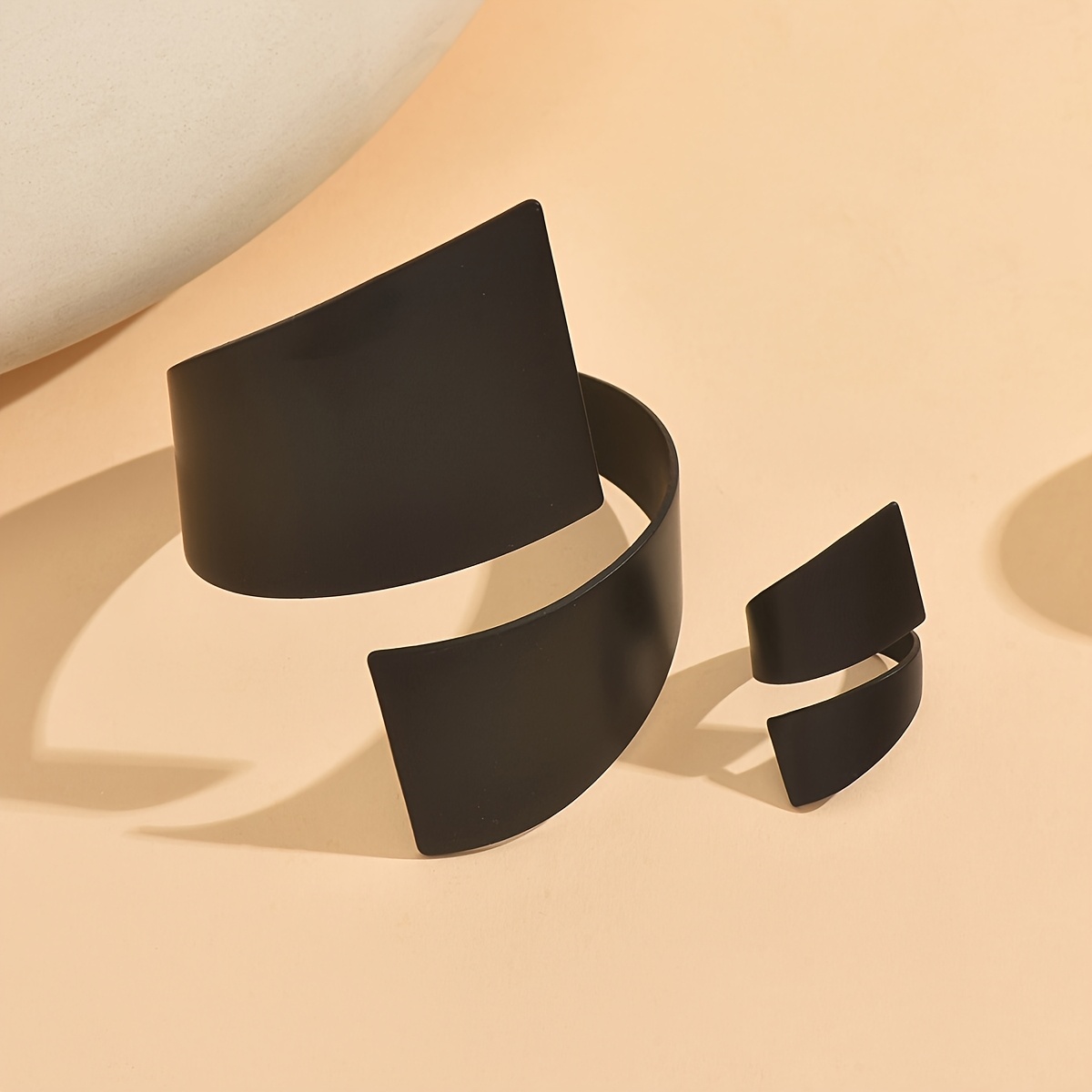 2pcs Western Border Black Irregular Ring Set