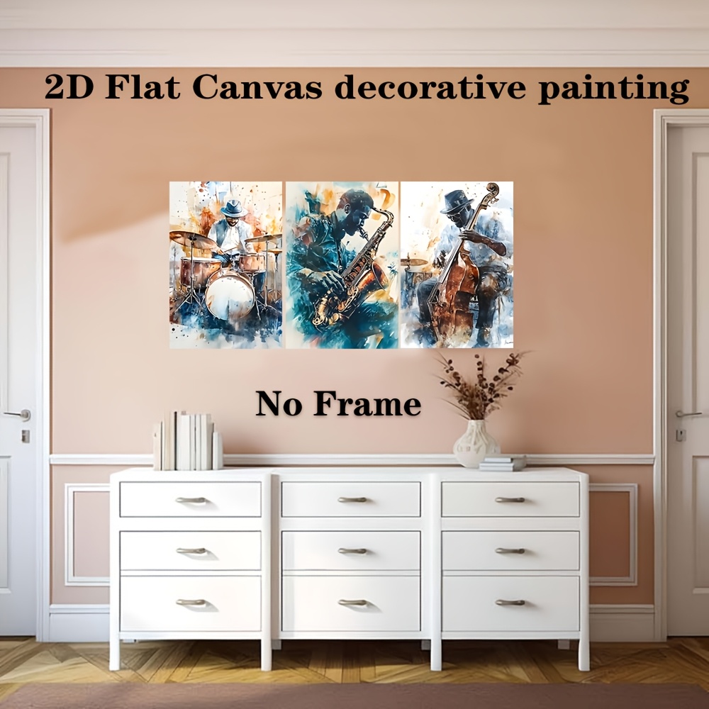 item picture 2d flat 2d flat 2d flat posters prints canvas painting 3pcs frameless canvas wall art with a jazz   series of posters showcasing jazz musicians  
