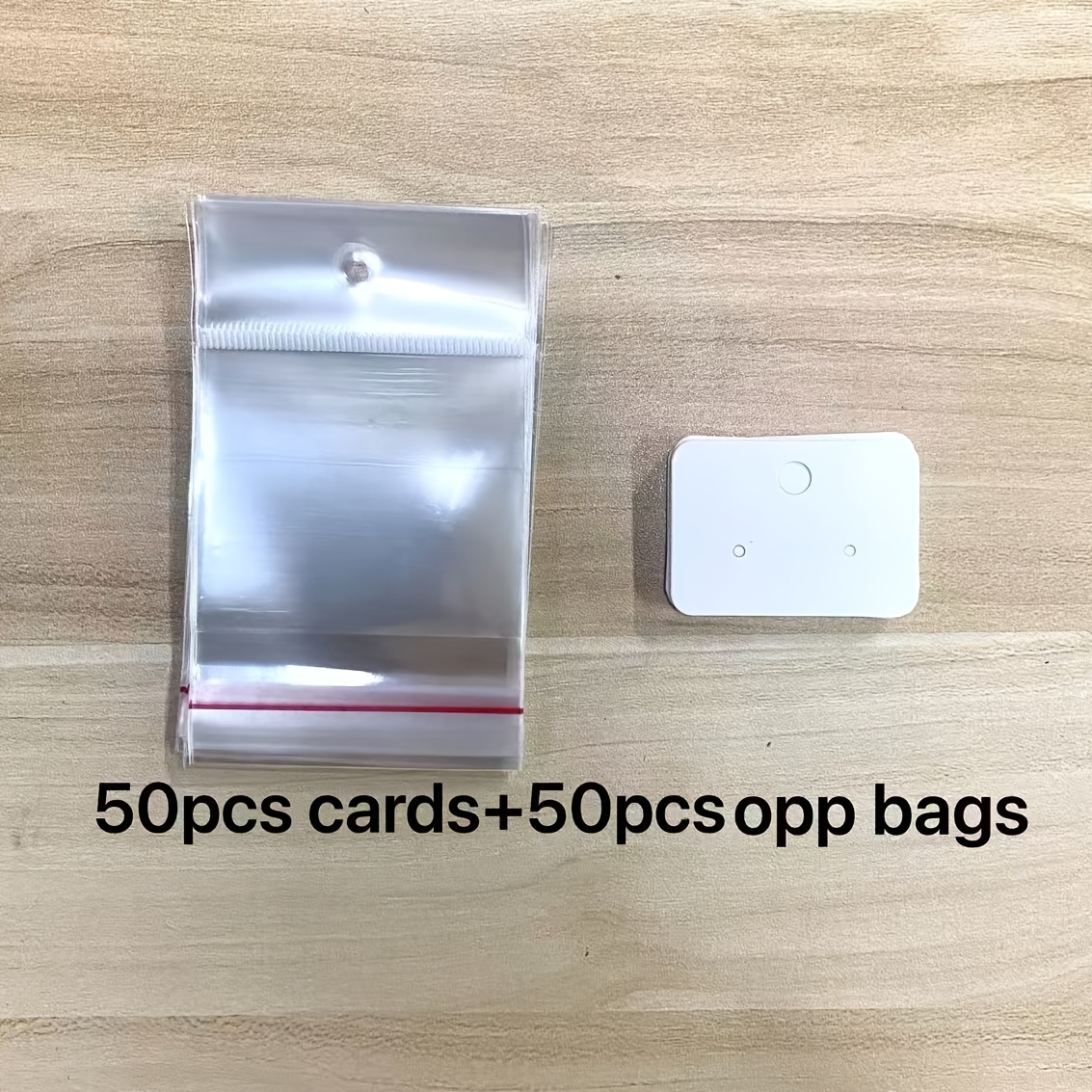 TEMU Lot de 100 cartes de présentation pour clous d'oreilles, incluant 50 cartes pour boucles d'oreilles et 50 sacs OPP, fournitures de présentation