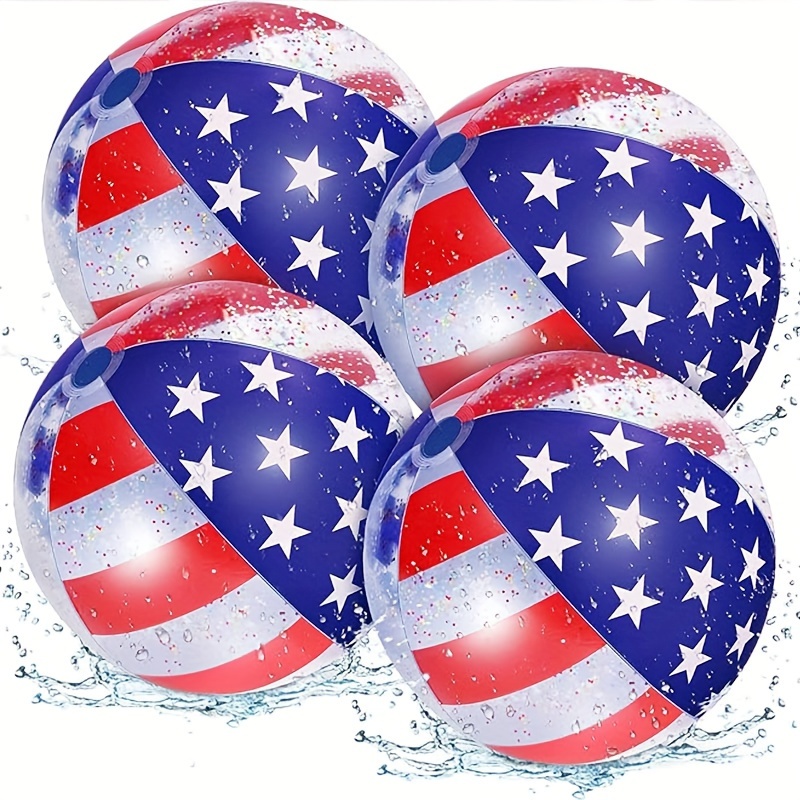 Lot De 2 Ballons De Plage Gonflables 40 Cm – Drapeau Américain, PVC Résistant, Valve Anti-fuite, Pour Piscine Et été