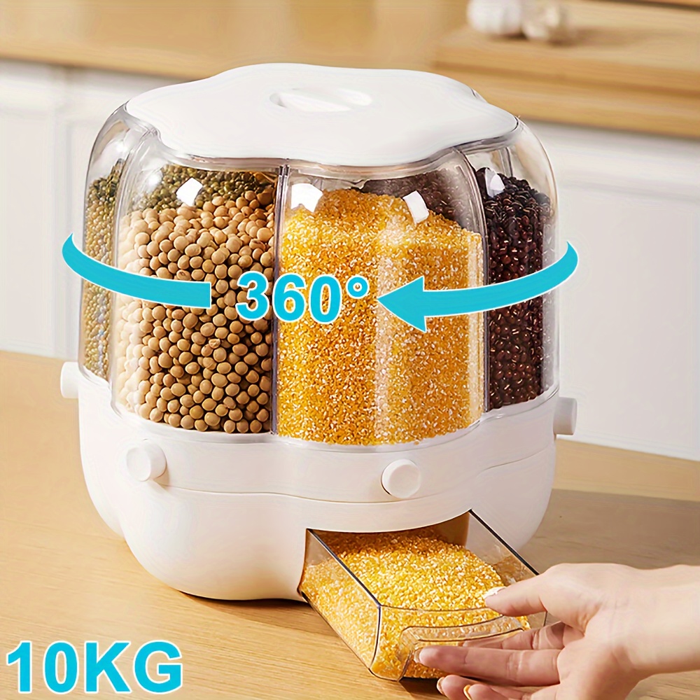 TEMU Rotatable Food Sealed Storage Container Grain Box Cereal Dispenser Rice