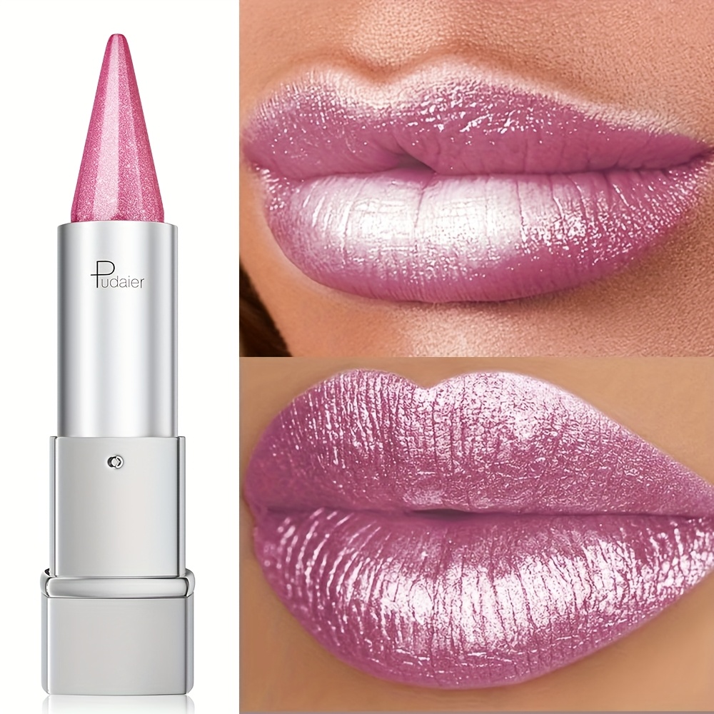   pearlescent sparkle lipstick for women   lipstick waterproof long lipstick 24 hours long lasting   spring and summer elegant   portable travel makeup