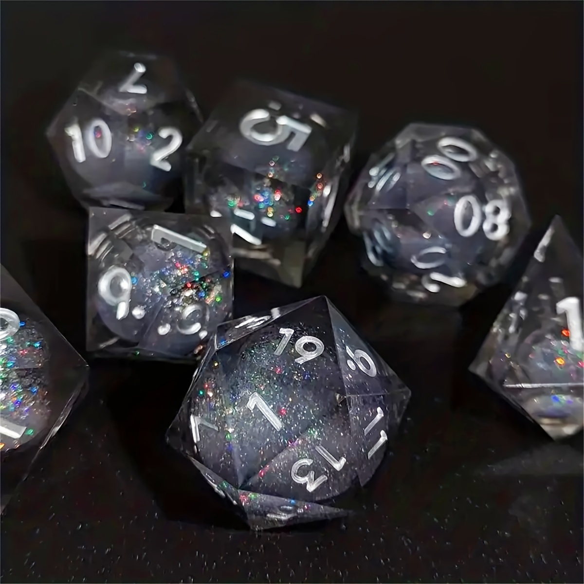 

7pcs Liquid Core Quicksand Polyhedral Dice Set For Cosplay Board Games, Christmas Gift Birthday Gift