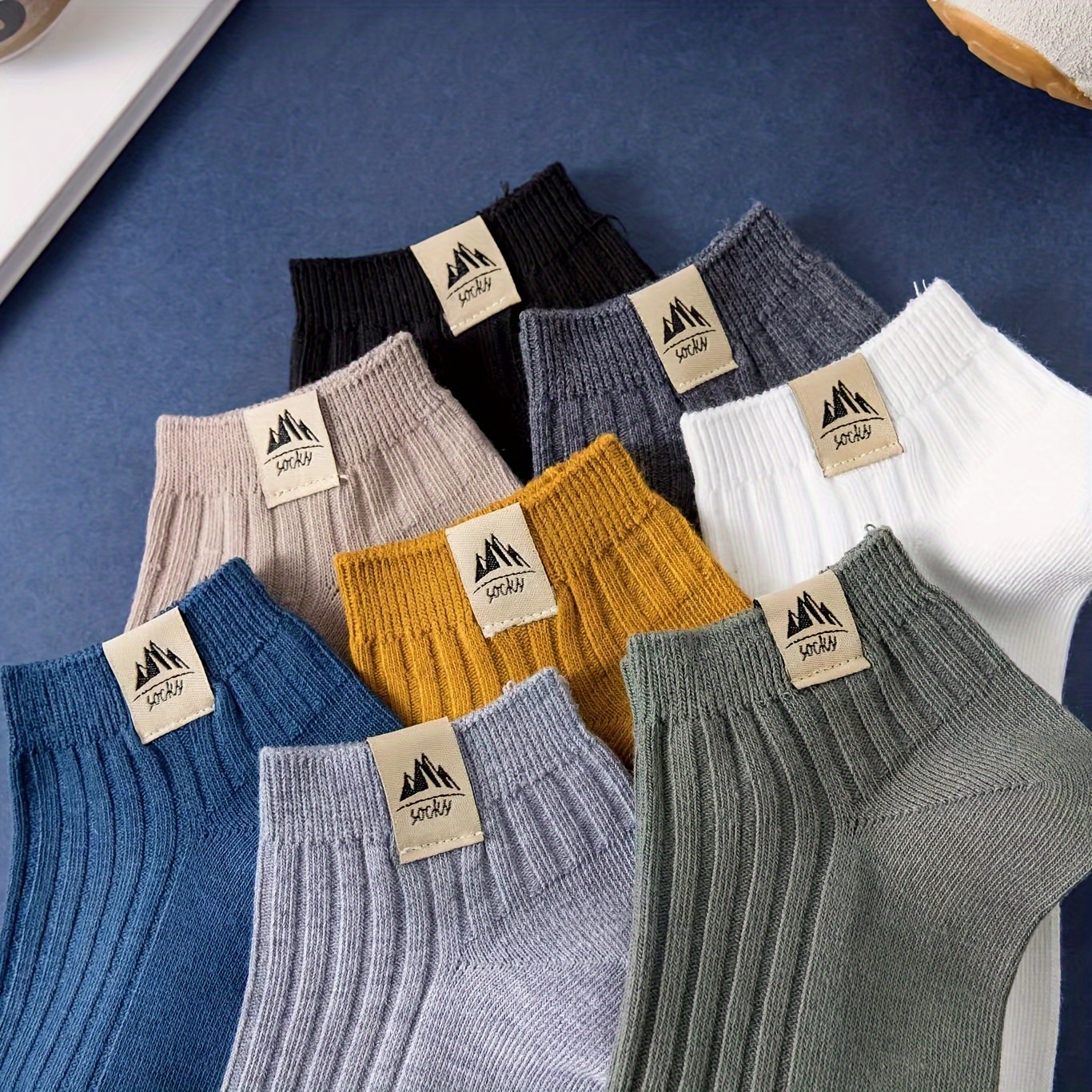5 pairs of mens solid colour simple style anti odor sweat absorbing crew socks comfy breathable casual soft elastic socks spring summer details 8