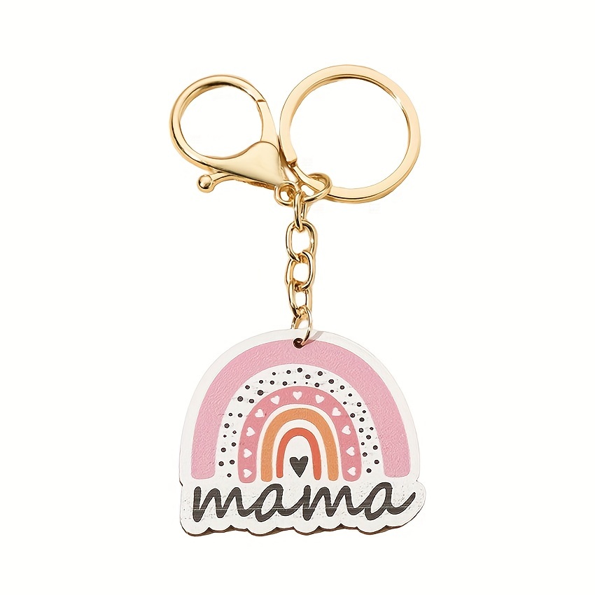 1pc Leopard-print Wooden Keychain Suitable For Mothers Day Gift - Name/date/message Wood, Open Closure, Semi-circular Pendant, Unisex For , Everyday Accessory (ideal For Keys, Bags, Wallet)