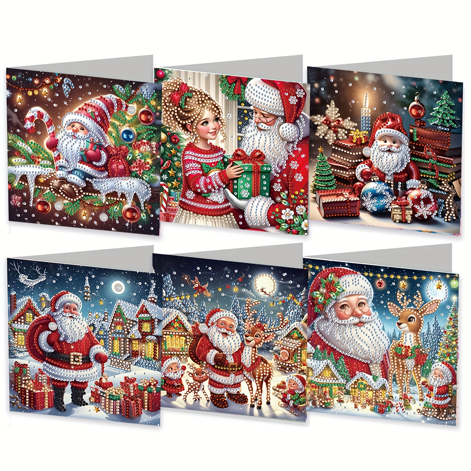 

Set Of 6 Christmas Greeting Envelopes, Diamond Painting Kits, & , , , Wishes For & , Diy For Seasonal Greetings