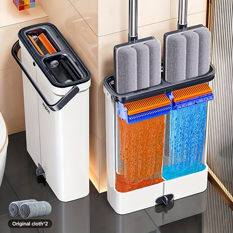 TEMU 2-in-1 Flat Mop & Bucket Set - Self-cleaning Wringer Dual- (dirty/clean Water Separation) - Operation For Hardwood & Tile Floors Includes 2